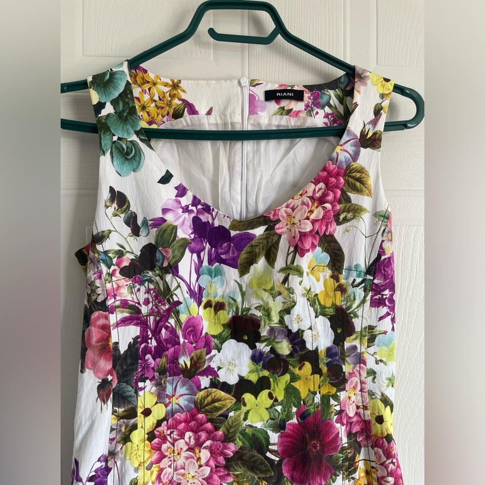 Riani Floral Sheath Dress White Purple Sz S - Picture 3 of 14